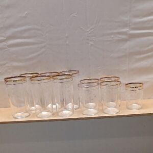 Vintage Elegant Gold-Rimmed Glassware Set